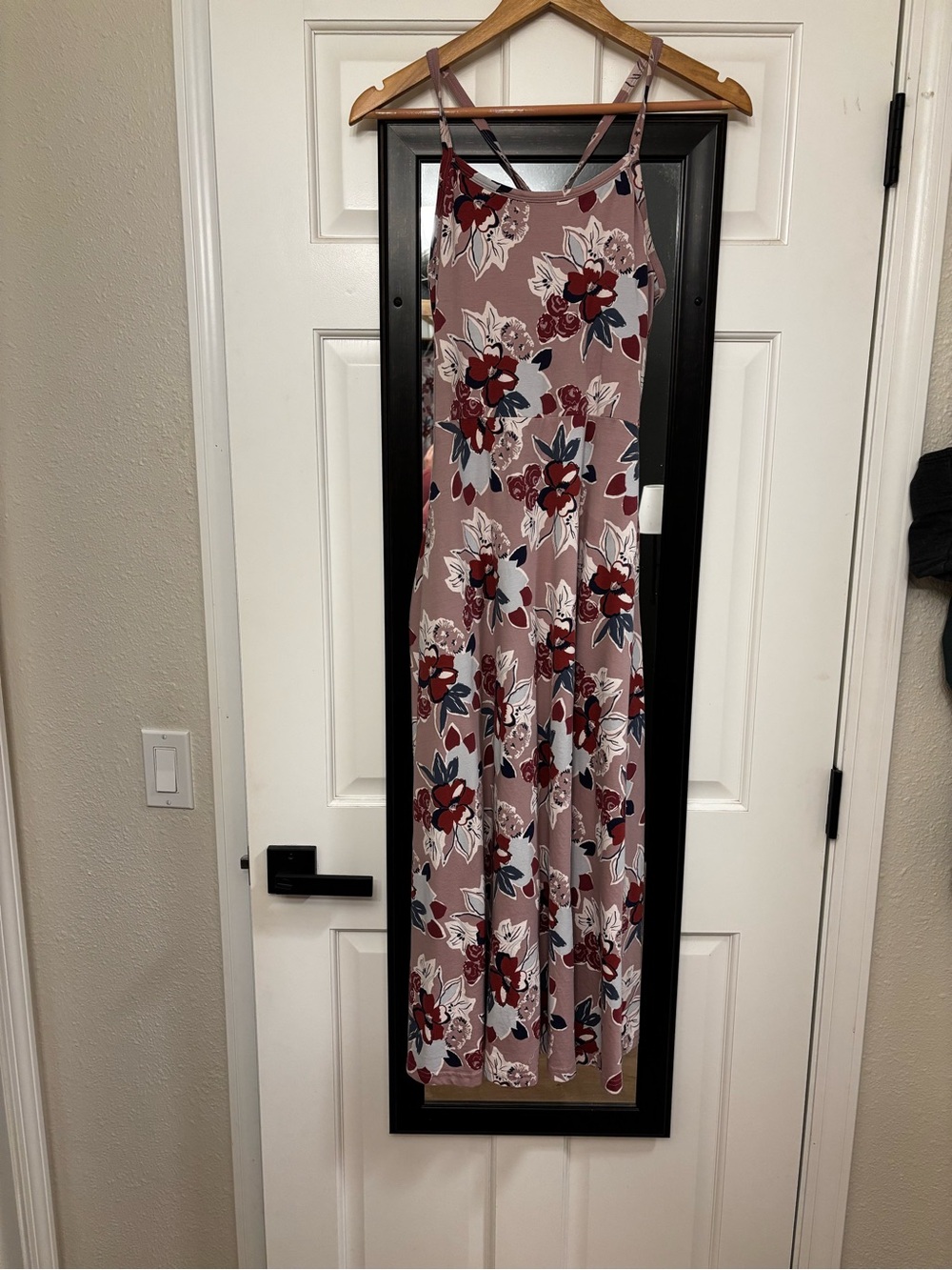 Pact Floral Midi Dress with Red and Navy Flowers Fit and Flare sz M
